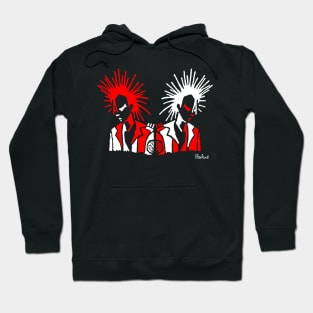 Punk Stand Off Red and White by Blackout Design Hoodie